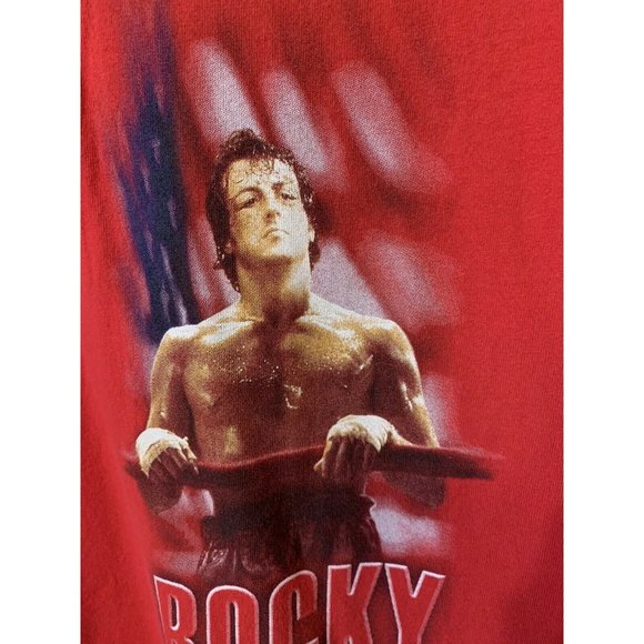 Vtg ROCKY Balboa Boxing Fights Movie Sylvester Stallone Red T Shirt Sz L 2001‎ - Picture 1 of 9